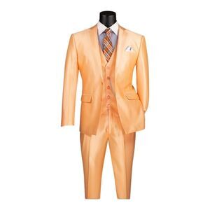 MEN'S VINCI 3 PIECE SLIM FIT SUIT MELON SATIN LOOK FABRIC. SV2D-1